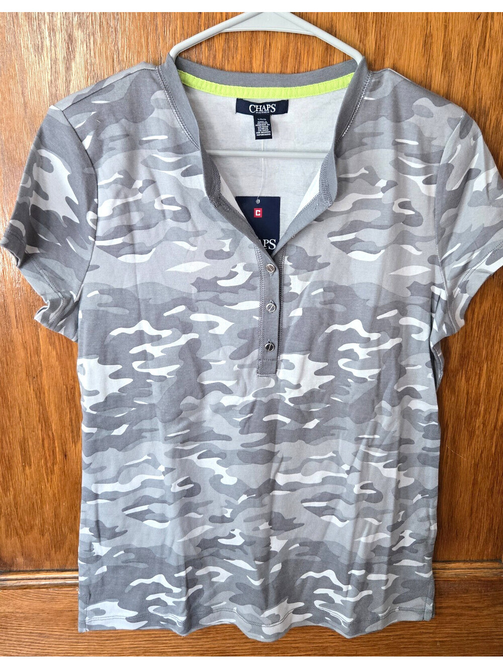 New Chaps Gray Camouflage Women's Shirt Large